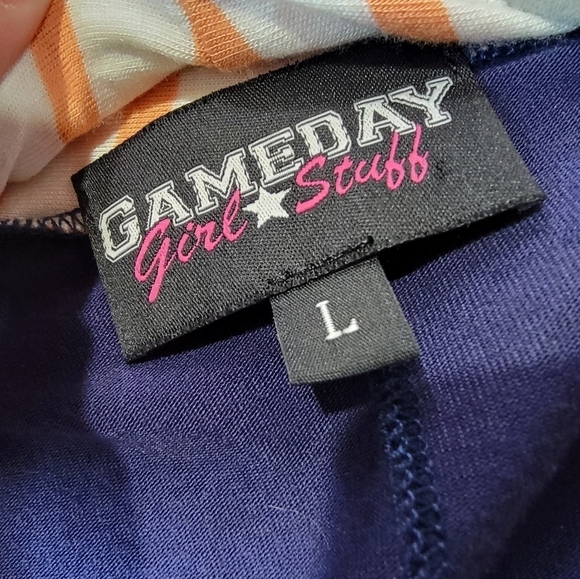 Game Day Girl Stuff Blue duster vest with orange - white stripes Size L - Picture 12 of 15